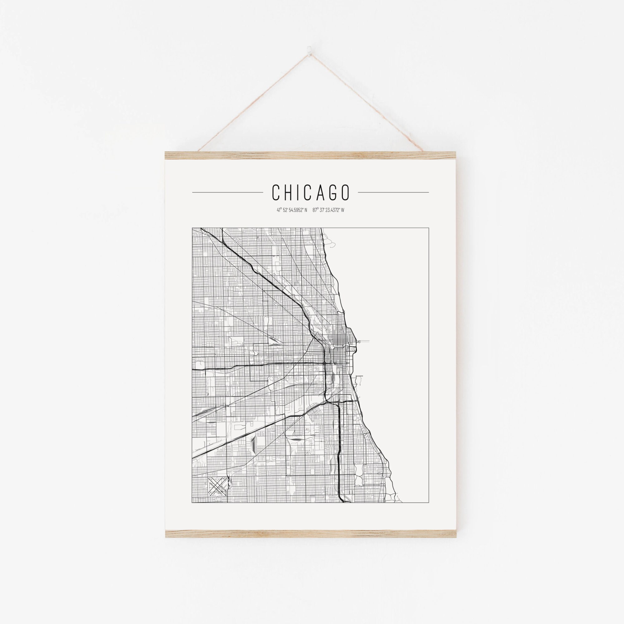 Chicago City Map Printable Wall Art. Chicago Map. Modern Minimalist Map ...