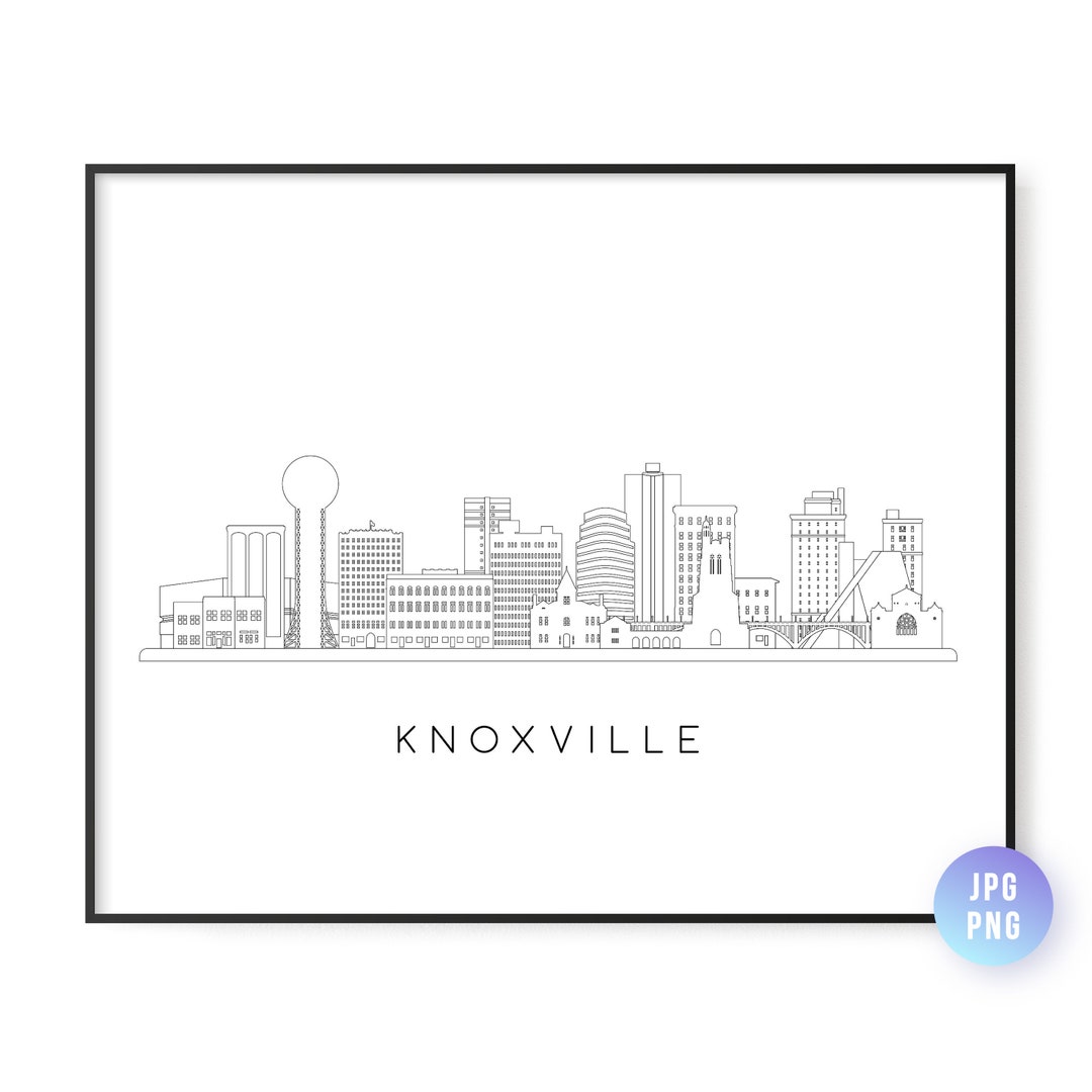 Knoxville Skyline Print. Knoxville City TN Skyline Line Art. Instant