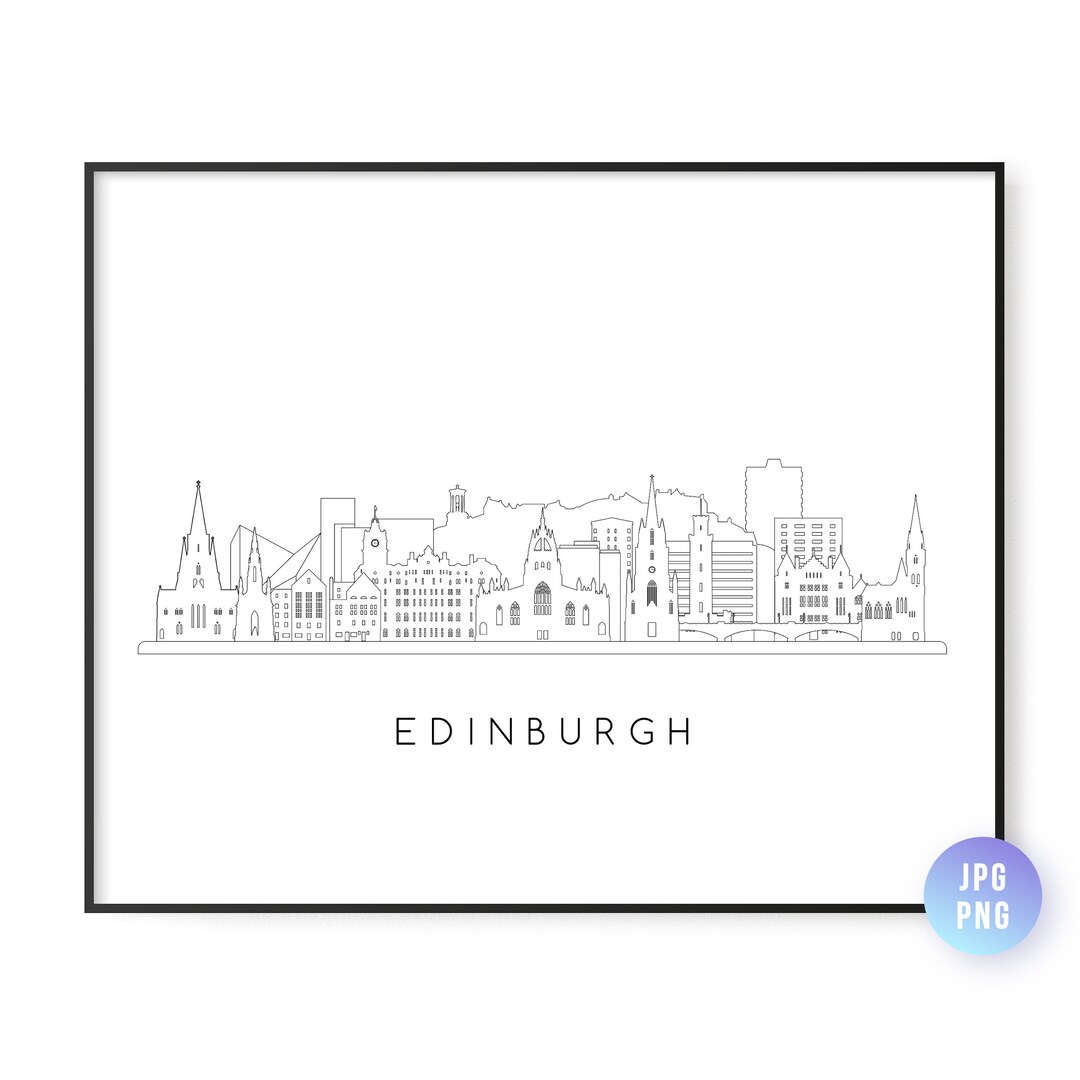 Edinburgh Skyline Print. Edinburgh Scotland Skyline Line Art. Instant
