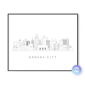Kansas City Skyline Print. Kansas City City Skyline line art. Instant Download. Printable wall art.Digital Download.Downloadable art.jpg,png