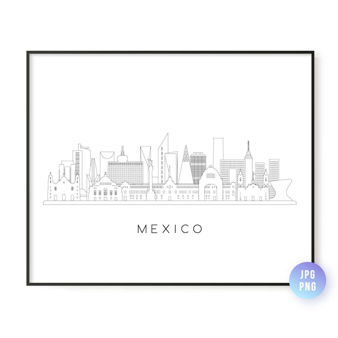 mexico-skyline-print-mexico-city-skyline-line-art-instant-download