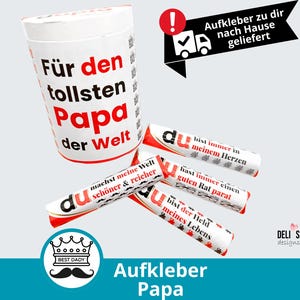 Duplo Banderolen Papa - persönliches Geschenk für den besten Vater, liebevolle Überraschung, DIY Aufkleber Sprüche, Vatertag, Geburtstag