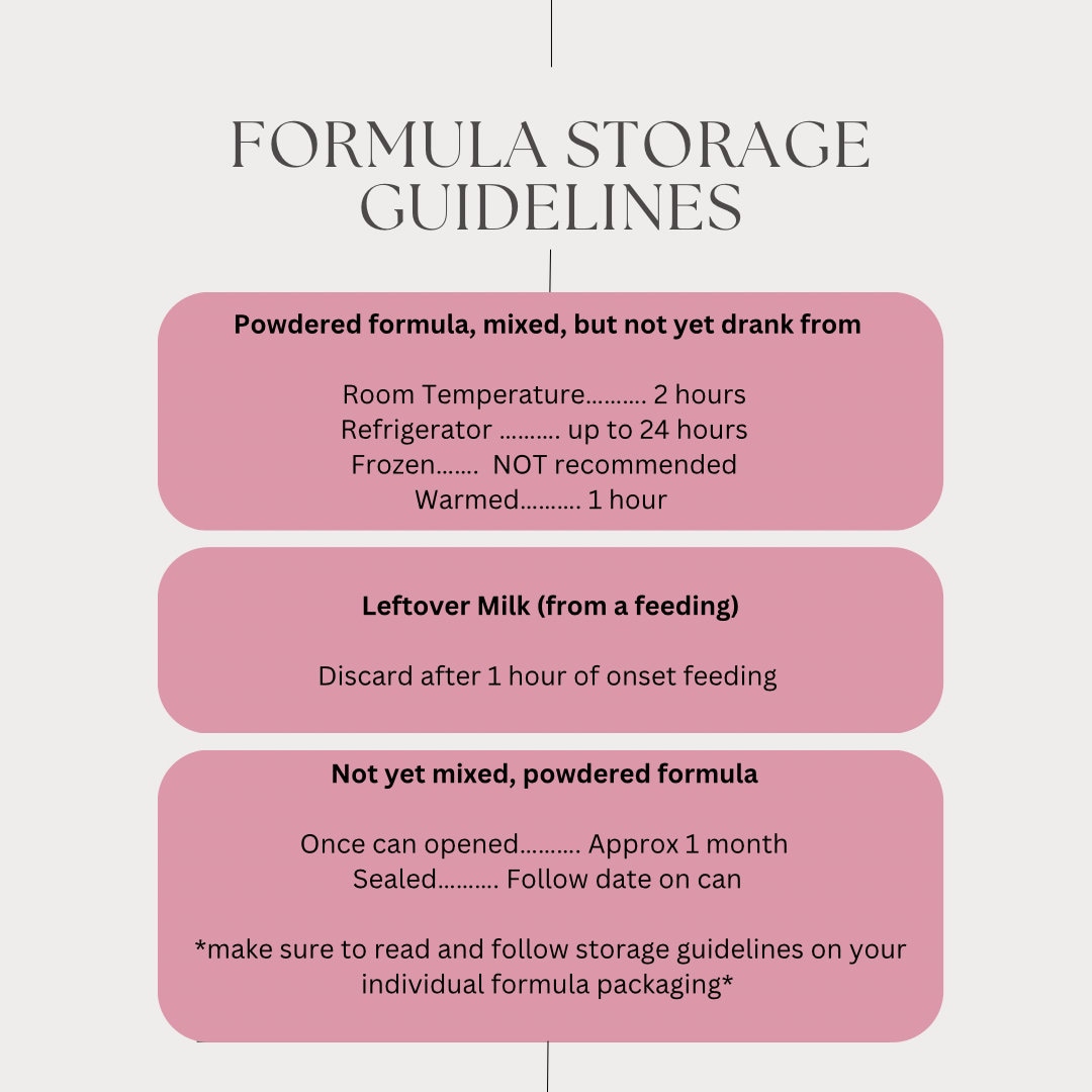 Breast Milk and Formula Storage Guidelines