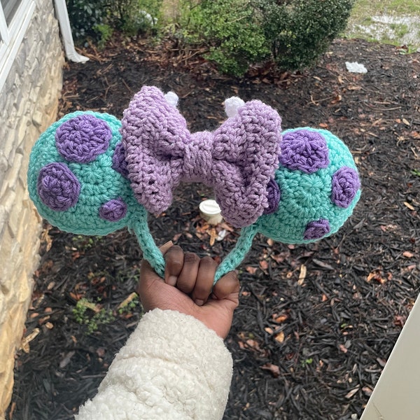 Monsters Inc Crochet Mickey Ears, Handmade Crochet Mickey Ears, Crochet Hats, Crochet Headband, Mouse Ears, Halloween Ears