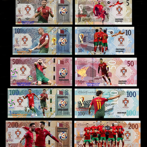 lot 7 fantezy bancnotes Portugal  FIFA World Cup Qatar 2022