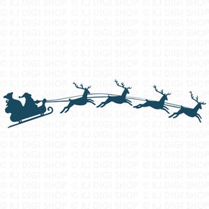 Santa&#39;s Sleigh SVG Santa with reindeers SVG Santa Laser Cut File Christmas svg Santa Clause svg download file Santa png Reindeer