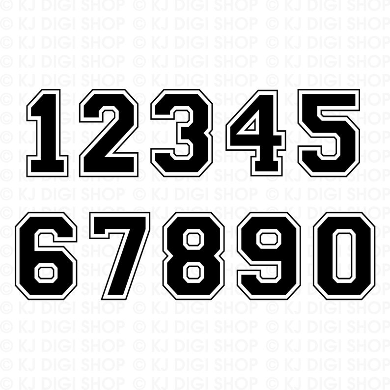 Sports Jersey Bold Numbers SVG Sport Numbers PNG Sports Numbers Digital