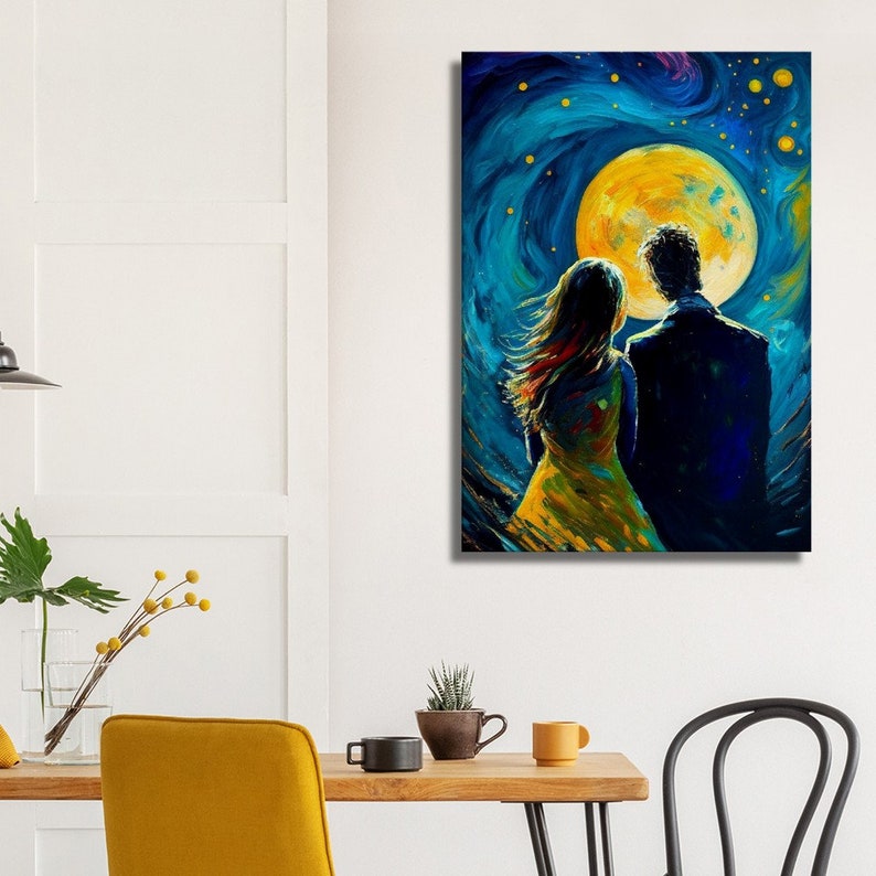 Lunar Love: A Van Gogh-inspired Couple's Cosmic View of the Moon and ...
