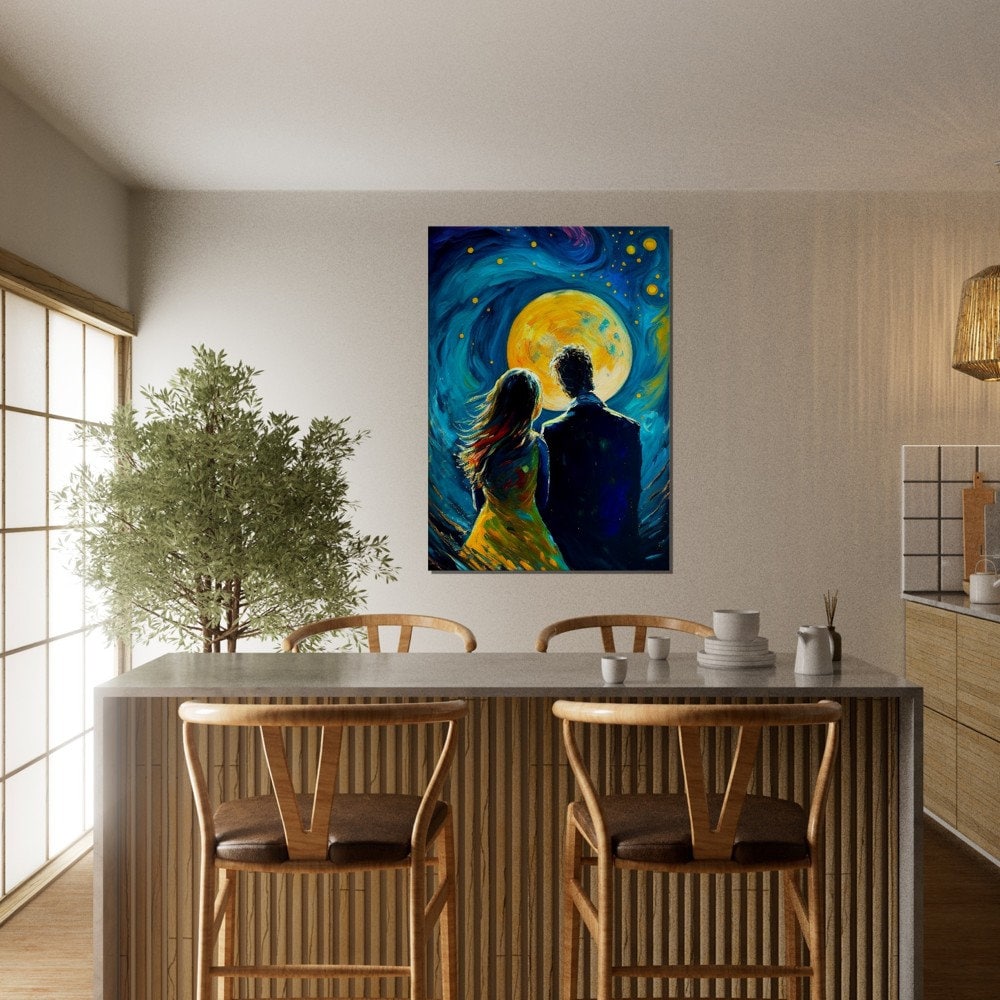 Lunar Love: A Van Gogh-inspired Couple's Cosmic View of the Moon and ...
