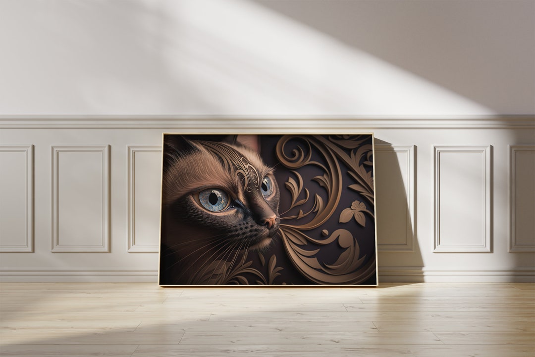Abstract Siamese Cat Painting Print, Cat Art, Pet Art, Home Decor, Wall