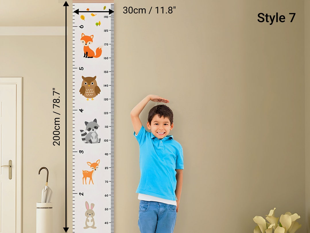 Wooden Growth Chart For Kids - Walnut Wood Height Measurement Ruler For Wall
