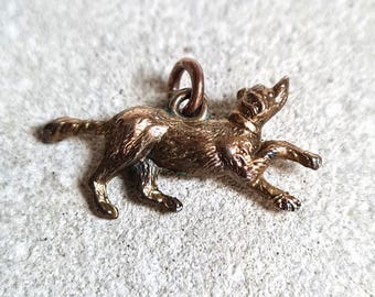 Antique Victorian 1897-98 9ct Gold Dog Charm: English Hallmark, Vintage Pendant