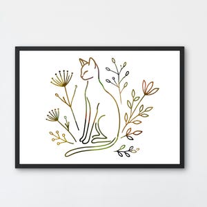 Minimalist Cat Line Art Print: Feline Illustration (Digital Download)