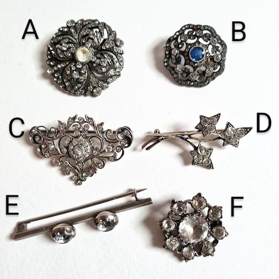 Antique Solid Silver Paste Brooch: Victorian Edwa… - image 3