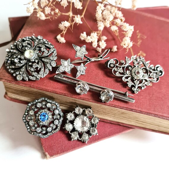 Antique Solid Silver Paste Brooch: Victorian Edwa… - image 5