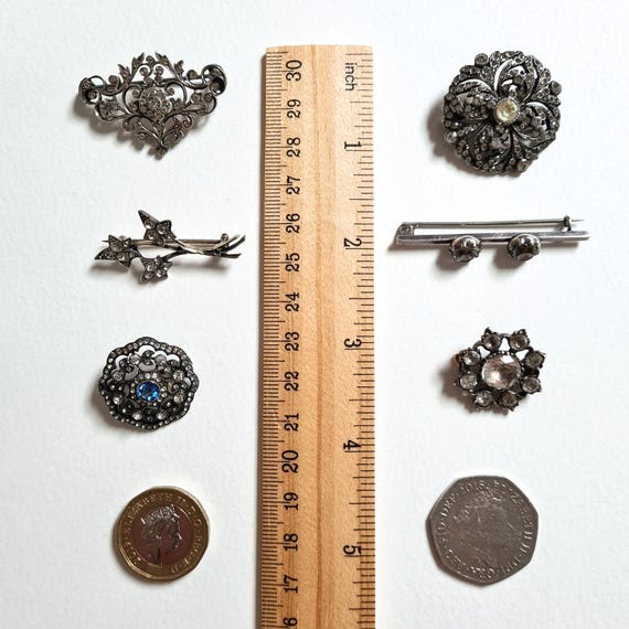 Antique Solid Silver Paste Brooch: Victorian Edwa… - image 10