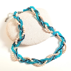 *50% OFF* Blue Twisted Multi Strand Glass Bead Bracelet