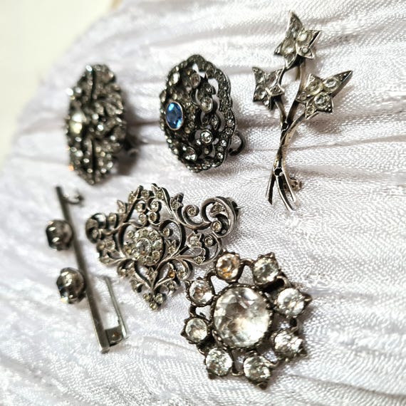 Antique Solid Silver Paste Brooch: Victorian Edwa… - image 7