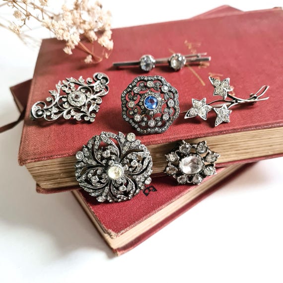 Antique Solid Silver Paste Brooch: Victorian Edwa… - image 2