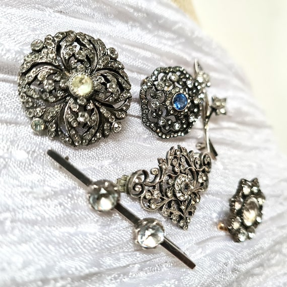 Antique Solid Silver Paste Brooch: Victorian Edwa… - image 6