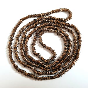 Vintage 1930&#39;s Bronze Czech Glass Chips Beaded Necklace, Antique Art Deco Jewellery, Flapper Accessories, Shimmering Gatsby Rope Necklace UK