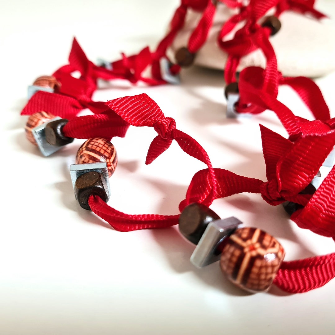 Oneofakind Scarlet Red Ribbon Garland Necklace Xmas Gifts Etsy UK