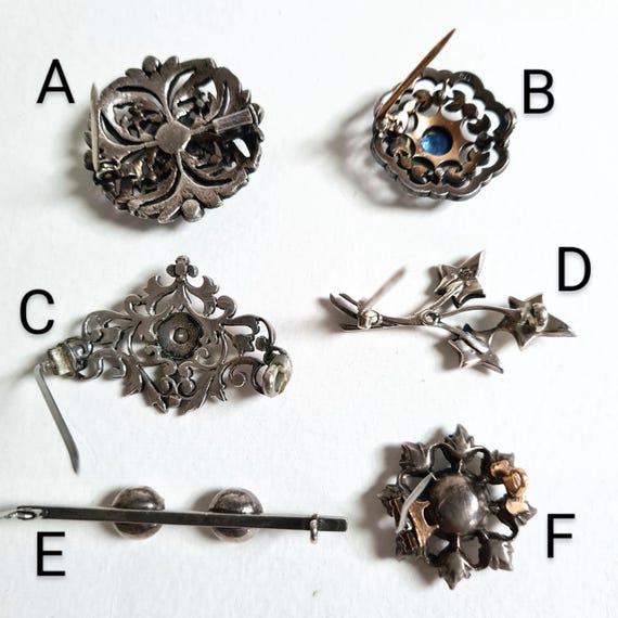 Antique Solid Silver Paste Brooch: Victorian Edwa… - image 9