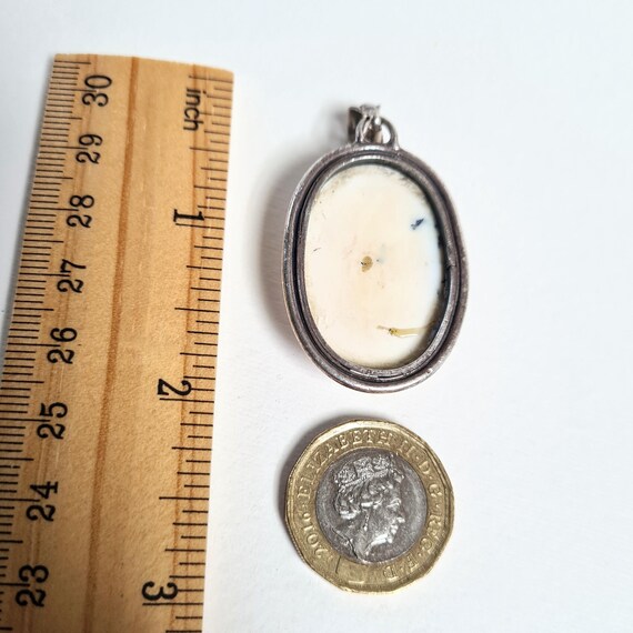 Vintage Dendritic Agate Solid Silver Oval Pendant… - image 10