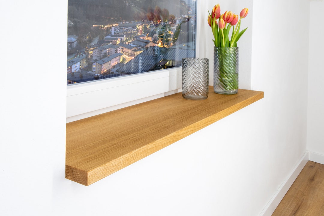 Solid Wood Window Sill Premium Oak Knot-free 26 Mm Thick Bevelled Shelf ...