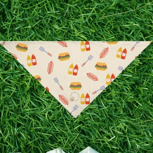 BBQ dog bandana, tie on dog accessory, dog gift, small breed dog scarf, minimalist dog owner gift, summer scarf for dogs, grill master gift