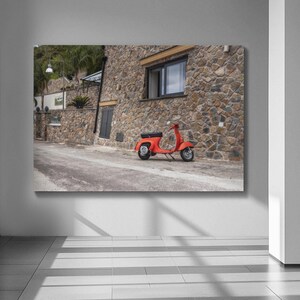 Red Vespa Wall Art, Italian Scooter Print, Vintage Street Photography, Printable Retro Decor – Limited Edition Download