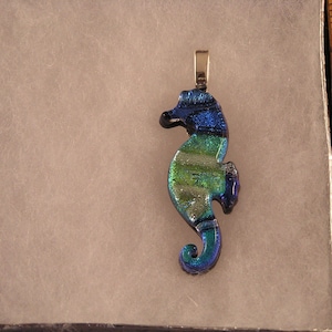 Glass Sea Horse Dichroic Glass Pendant