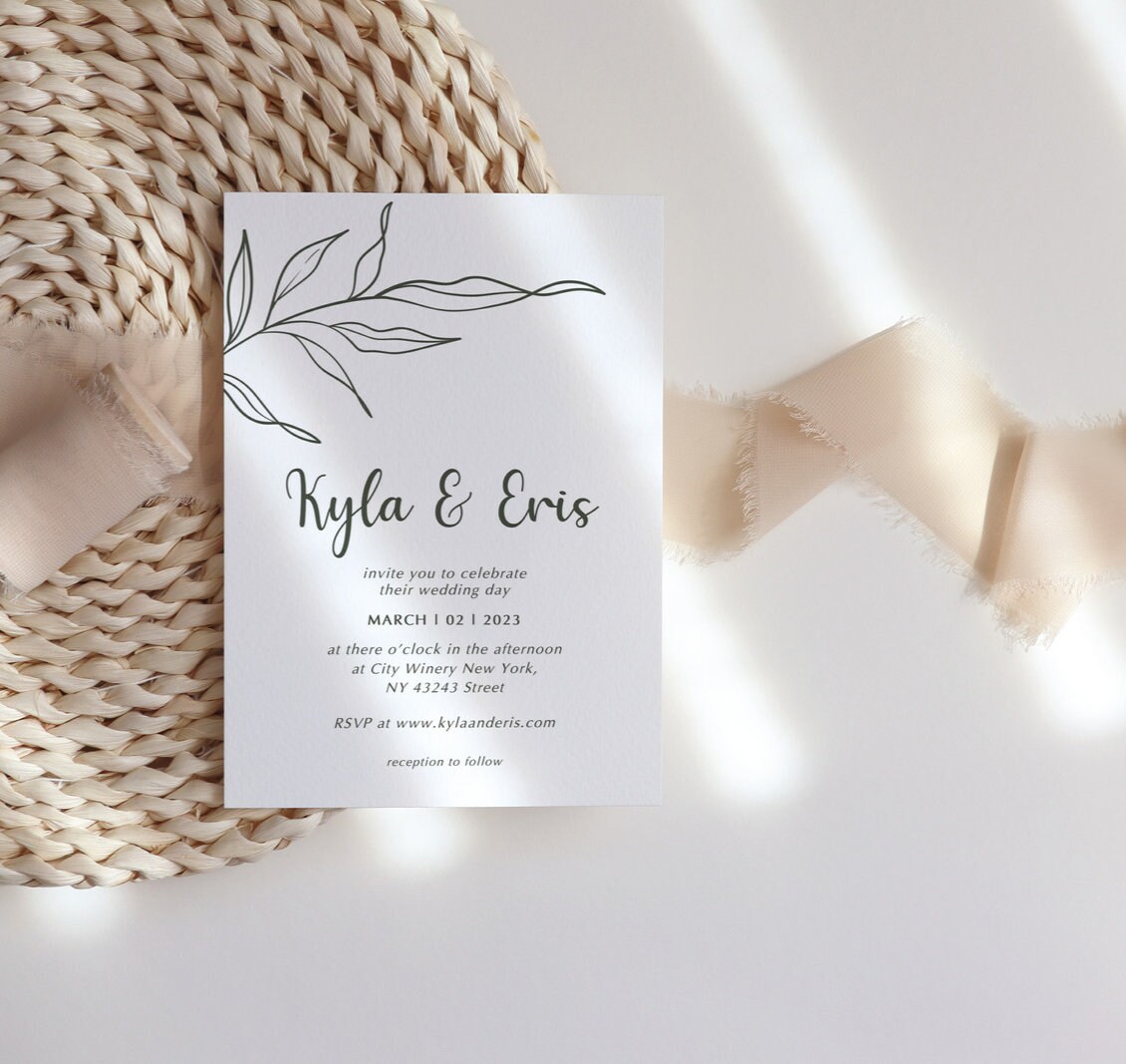 DESTINATION WEDDING INVITATION Template Floral Editable Invitation
