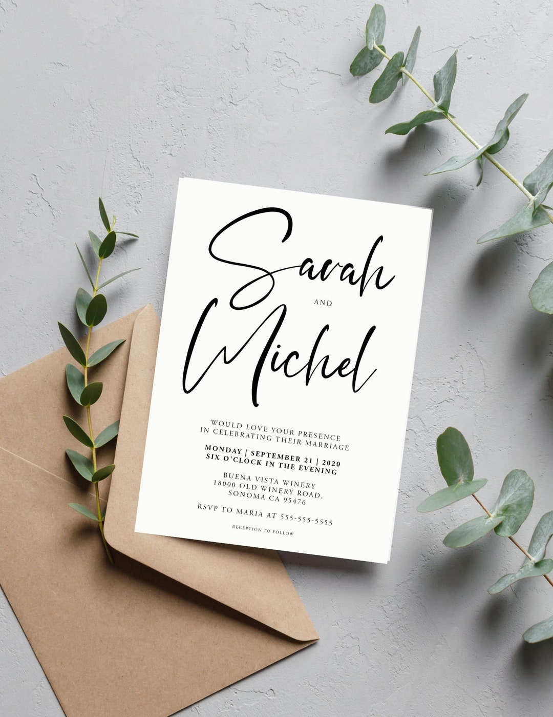Digital Modern Wedding Invitation Evite Custom Invitation Template