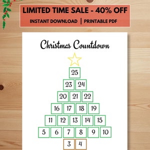 Christmas Countdown, PRINTABLE Page, Printable Calendar, Christmas Calendar, Christmas Activity, Kids Christmas