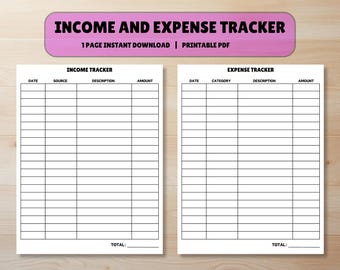 Seguimiento de ingresos y gastos, planificador de presupuesto mensual imprimible, planificador financiero, seguimiento de dinero