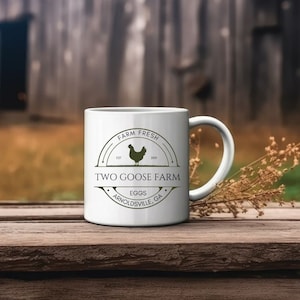 Personalized Egg Farm Ceramic Mug 11 or 15oz | Gift for chicken lovers  | Poultry Enthusiast Coffee Mug | Farm Life Coffee Cup