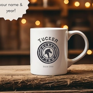 Custom Horse Farm Ceramic Mug 11oz | Gift for horse lovers  | Equestrian Enthusiast Coffee Mug | Farm Life Coffee Cup | Personalized Mug