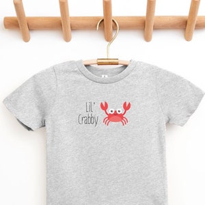 Lil&#39; Crabby YOUTH Short Sleeve Tee | Funny Crab Tshirt | Marine Life Pun Shirt | Funny Kid&#39;s Tshirt | Silly Grouchy Child Tee