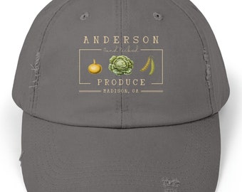 Custom Farm Unisex Distressed Cap | Personalized Vegetable Farmer Baseball Hat | Gift for Farmers | Farmer's Market Hat | Homesteading