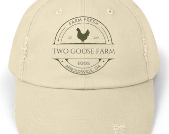 Custom Egg Farm Unisex Distressed Cap | Cotton Twill Personalized Hat | Local Egg Dealer Hat | Gift for chicken farmers | Homestead Gift