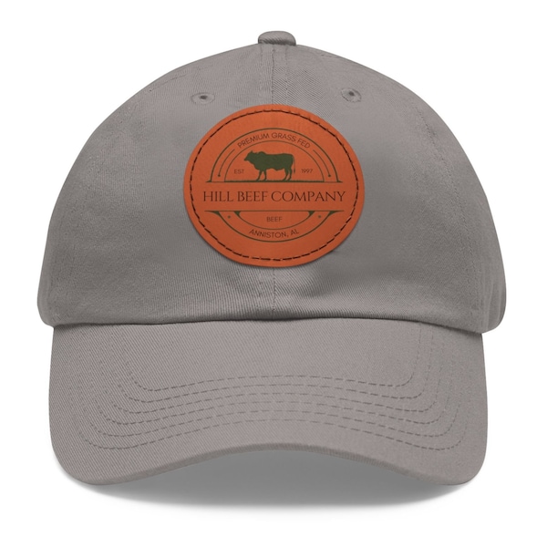 Custom Cattle Farm/ Ranch Hat with Leather Patch | Twill Personalized Farm Hat | Local Beef Rancher Farmer Hat | Gift for Rancher