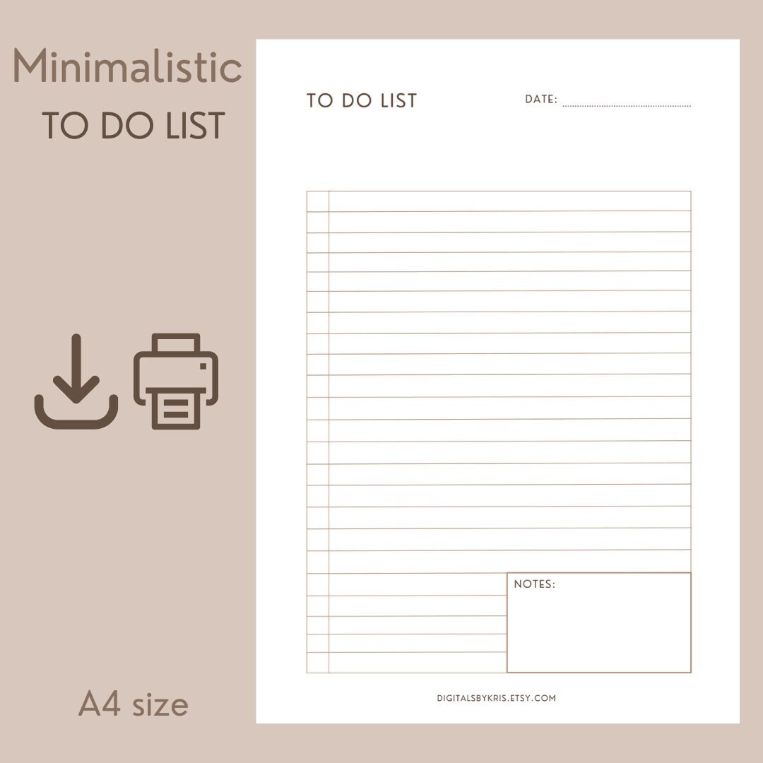 Minimalistic to Do List Printable, Digital Download, to Do Checklist ...