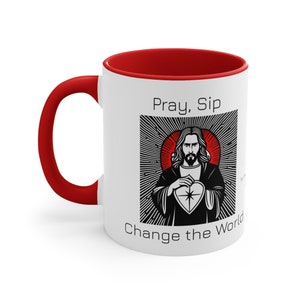 11oz Morning Offering Catholic Prayer Coffee Mug With Sacred Heart of Jesus