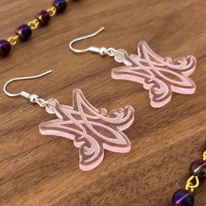 Ave Maria Monogram Virgin Mary Drop-Down Dangle Laser Cut Acrylic Earrings Catholic Jewelry For Women Rose tint Confirmation Gifts for Girls