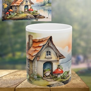 Tasse Cottage Core grenouille Tasse en céramique pour café Tasse champignon grenouille Tasse à café Cottage Core Esthétique fantaisiste 11 oz