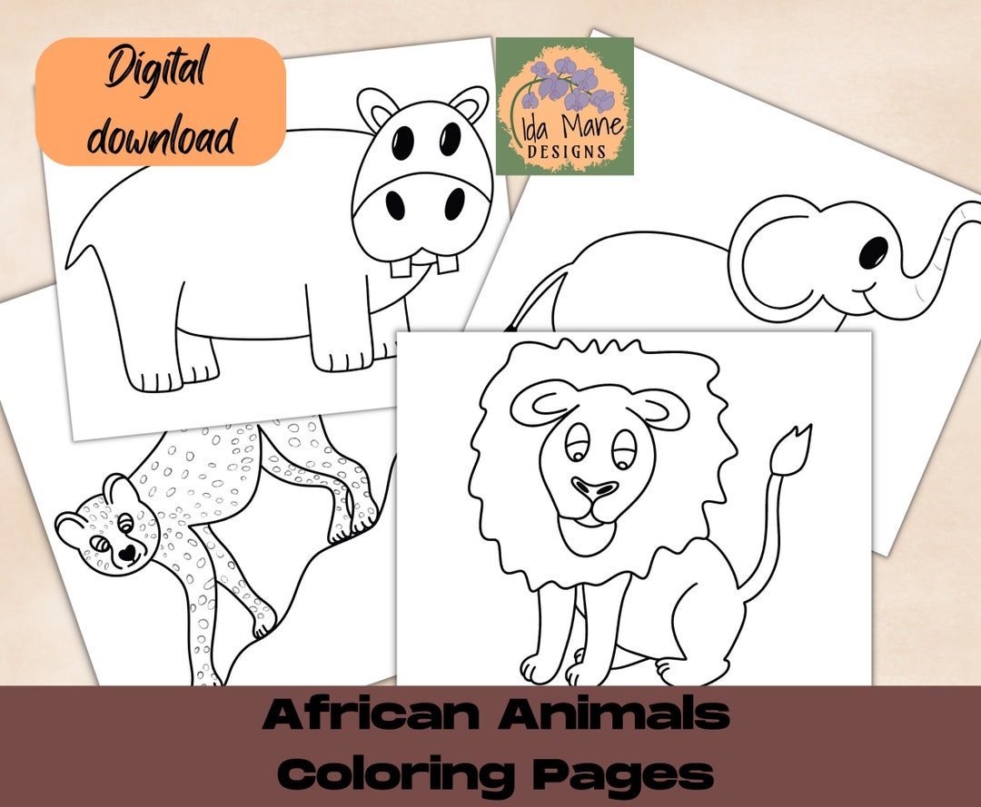 African Animals Printable Coloring Pages Printable Digital - Etsy
