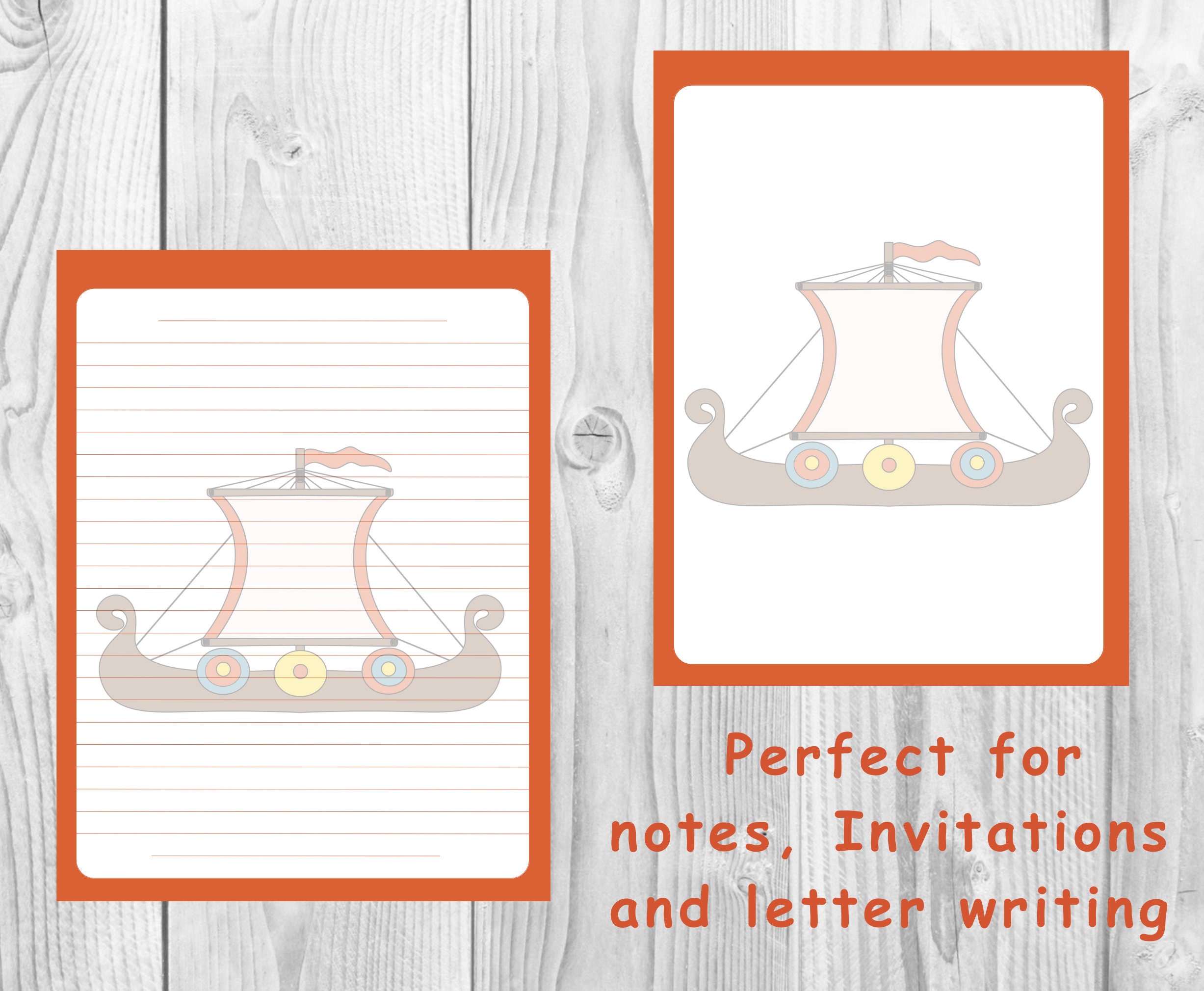 Viking Ship Stationery Set Printable Stationery With Template Etsy