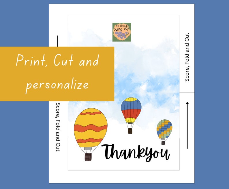 Hot Air Balloon Card Printable Card Instant Download - Etsy