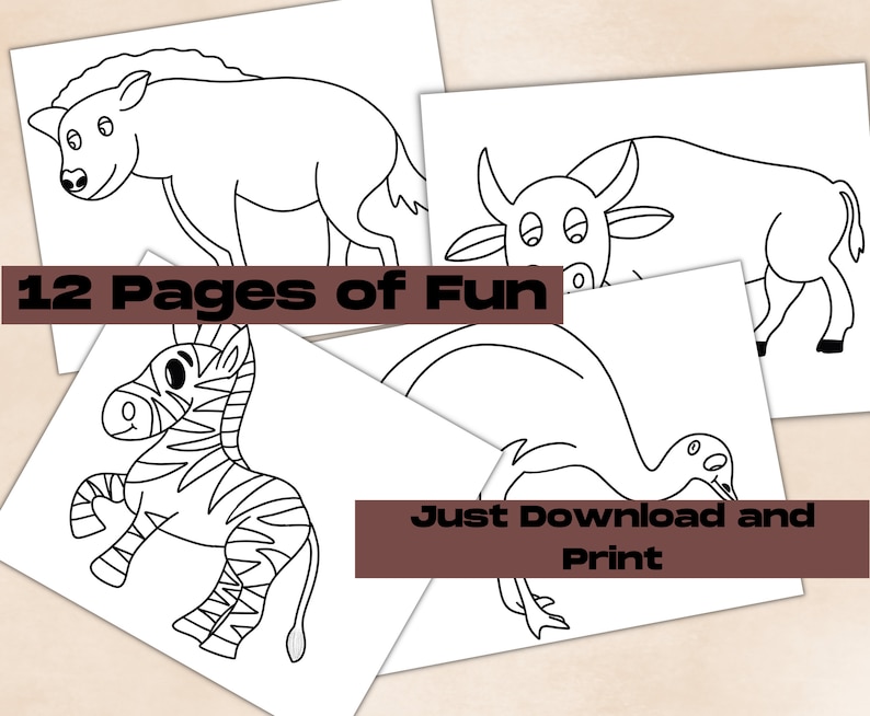 African Animals Printable Coloring Pages Printable Digital - Etsy